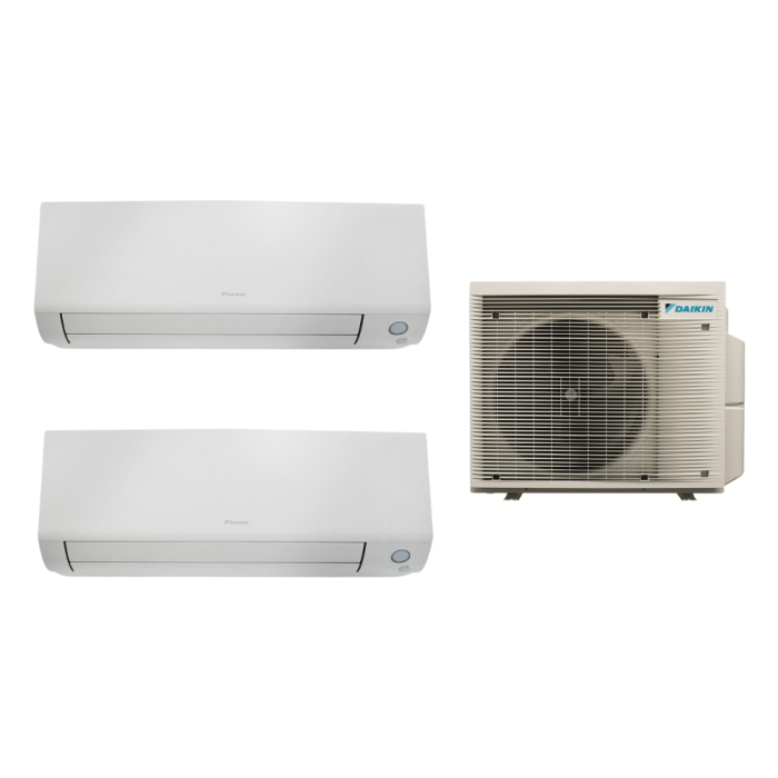 Aparat aer conditionat multisplit Daikin Bluevolution cu doua unitati interne Emura 7000 si 12000 BTU Silver